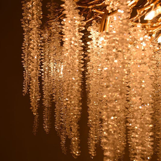 Lámpara de Techo Chamonix 120 cm Cristal Transparente Dorada LUMIT Interlusa - imagen 2 | Interlusa · Ref. 162851829