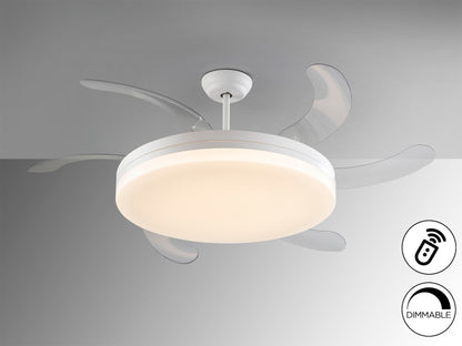 Ventilador de Techo con Luz Vento Maxi 150 cm Aspas Retráctiles Blanco Schuller en ambiente decorado | Schuller