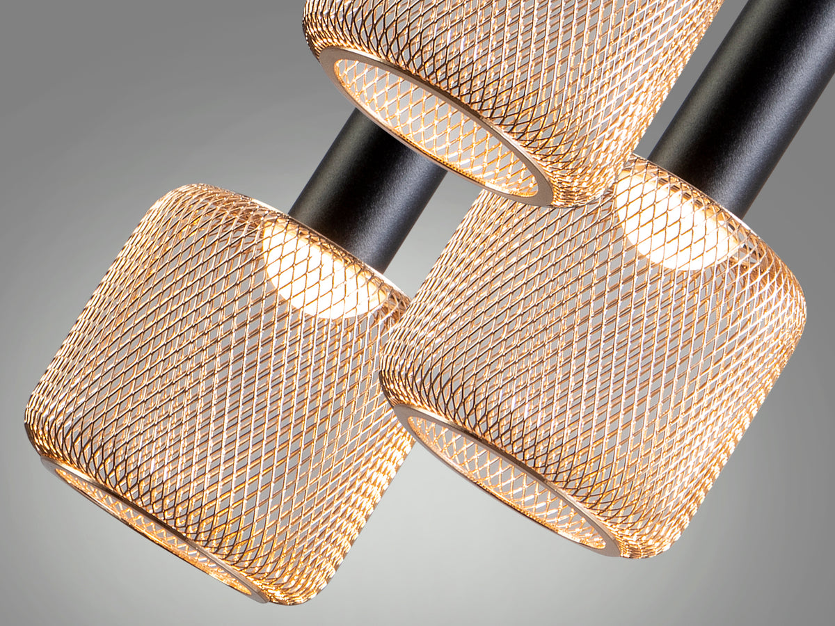 Lámpara Colgante LED Sincro 3L Negra y Oro Dimable Schuller en ambiente decorado | Schuller
