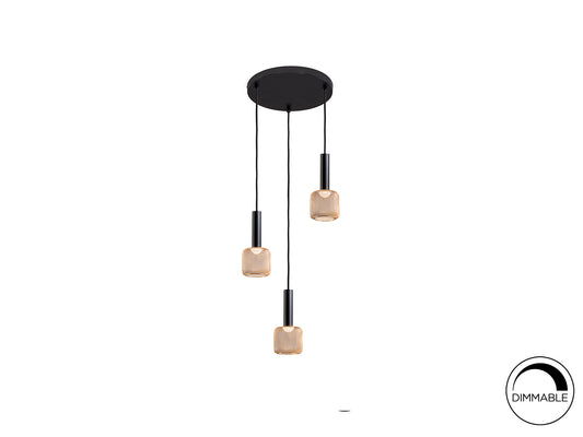Lámpara Colgante LED Sincro 3L Negra y Oro Dimable Schuller - vista principal | Schuller