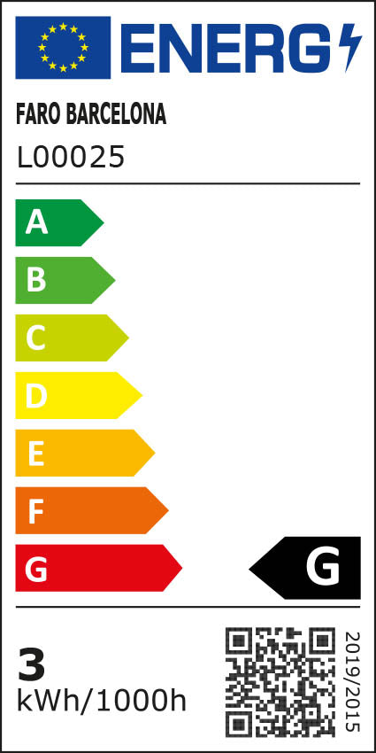 Etiqueta energética de Aplique de Pared con Lector NILA Negro y Blanco Roto FARO
