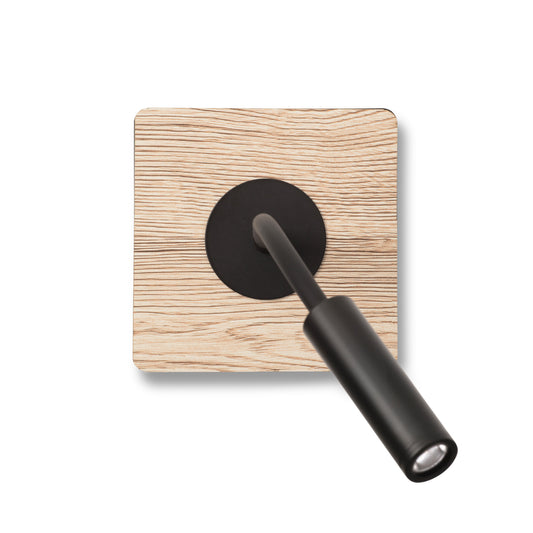 Lámpara lector de pared MOOD SQ negro y madera roble FARO - vista principal | FARO