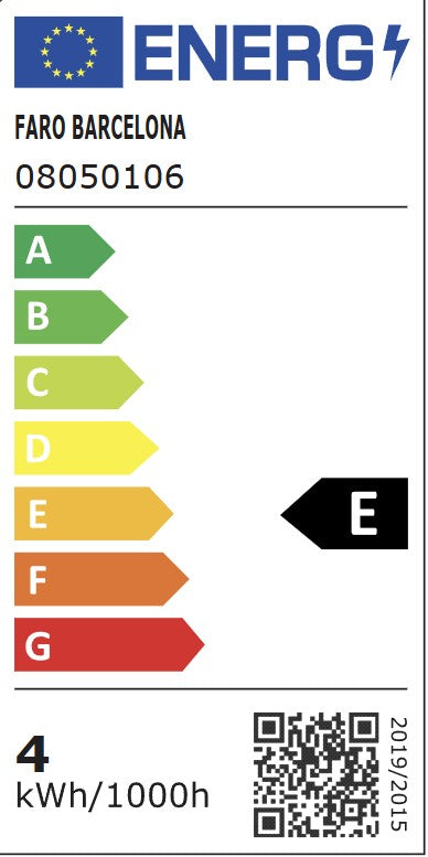Etiqueta energética de Aplique de Pared CATA 180 Nogal Diseño Nórdico Marina Milá FARO · Ref. 20327