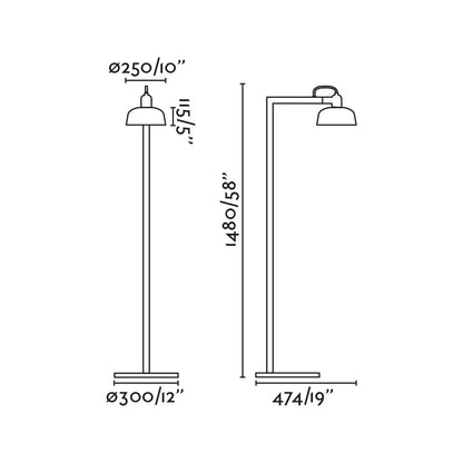 Plano con medidas de Lámpara de Pie Tatawin 135 cm Faro - Naranja · Ref. 20336-148