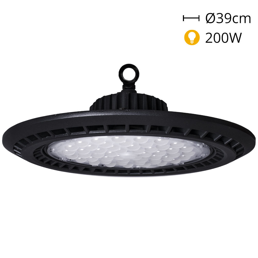 Campana LED Estanca SUPERVISION 39 cm 200W LED 20000 lm 6400K Negra Techtouch - vista principal | Interlusa