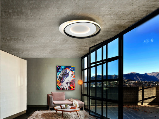 Plafón de Techo LED Limbos 58 cm Blanco y Negro Schuller en ambiente decorado | Schuller
