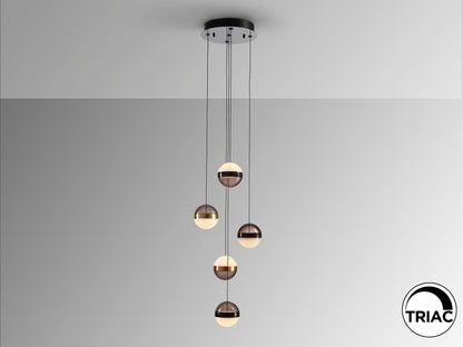 Lámpara Colgante LED Orbes 5 Luces 36W Negro y Cobre Schuller en ambiente decorado | Schuller