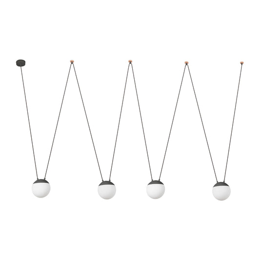 Lámpara Colgante Mine Space 4L Gris Oscuro Cristal Opal FARO - vista principal | FARO