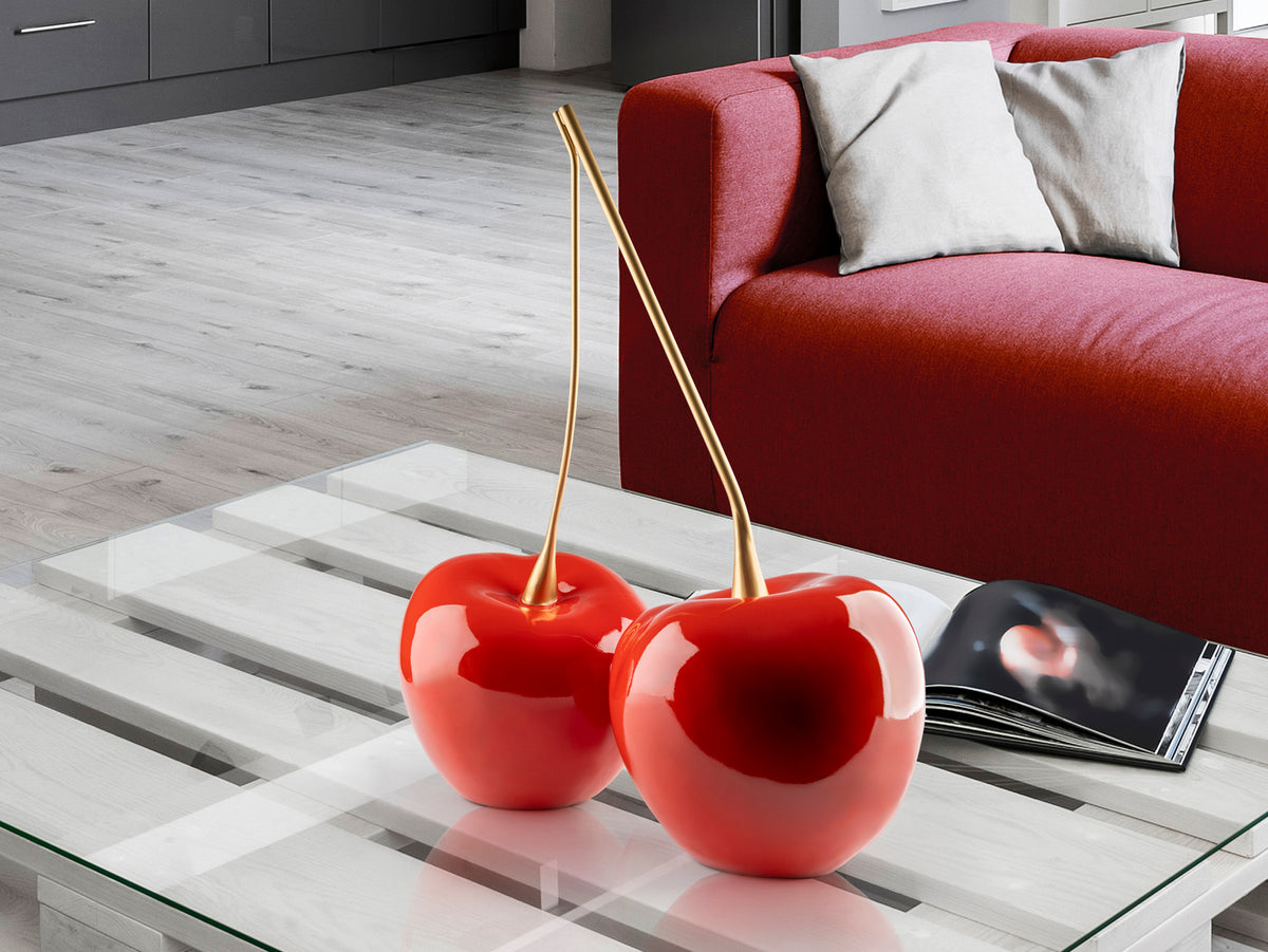 Figura Decorativa Cerezas 64 cm Rojo Resina Schuller en ambiente decorado | Schuller