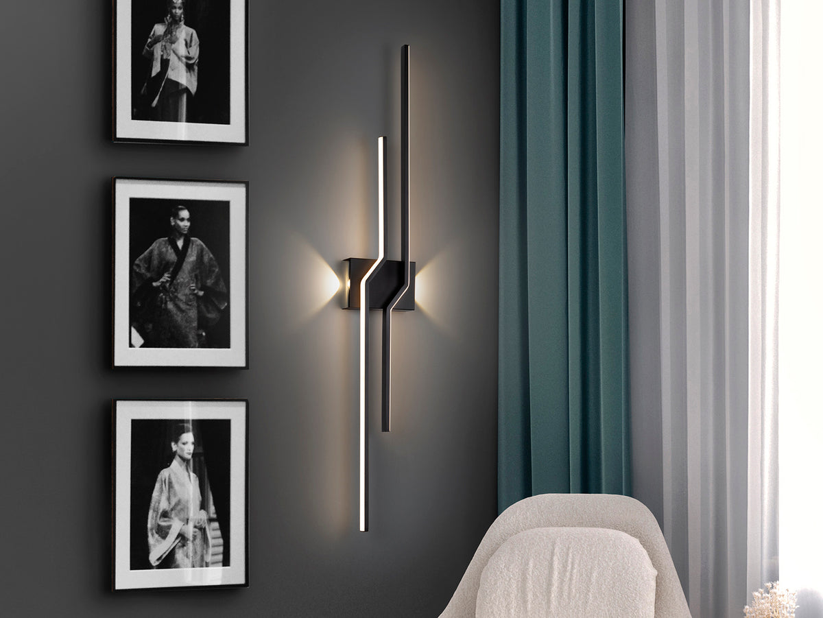 Aplique de Pared LED ZigZag 26W Negro Mate Schuller en ambiente decorado | Schuller
