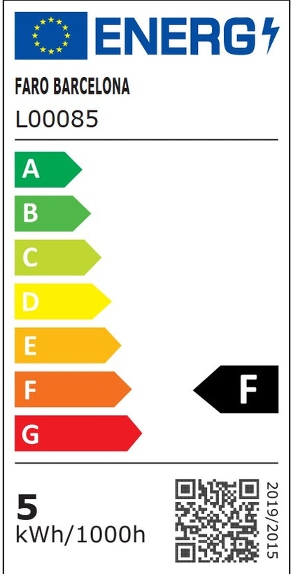 Etiqueta energética de Lámpara de Pie LOOP 125 cm Pantalla Fresno Negro Mate FARO · Ref. 29399