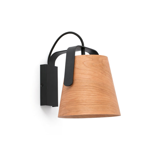 Aplique de Pared STOOD Negro Mate y Madera de Cerezo FARO - vista principal | FARO