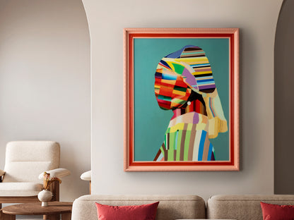 Pintura Decorativa Joven con Perla POP 84x104 cm Marco Schuller en ambiente decorado | Schuller
