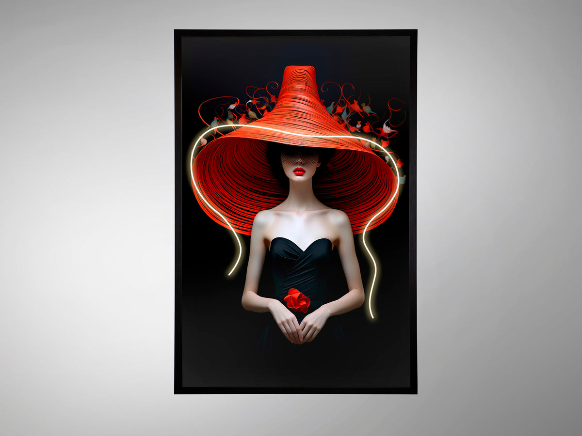 Cuadro Decorativo con Luz LED Tocado 80x120 cm Negro Schuller en ambiente decorado | Schuller