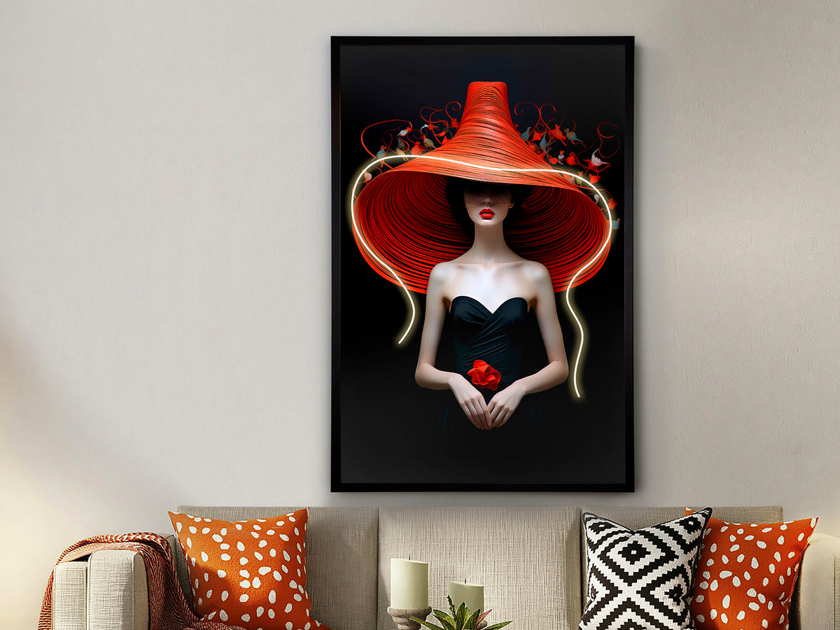 Cuadro Decorativo con Luz LED Tocado 80x120 cm Negro Schuller en ambiente decorado | Schuller