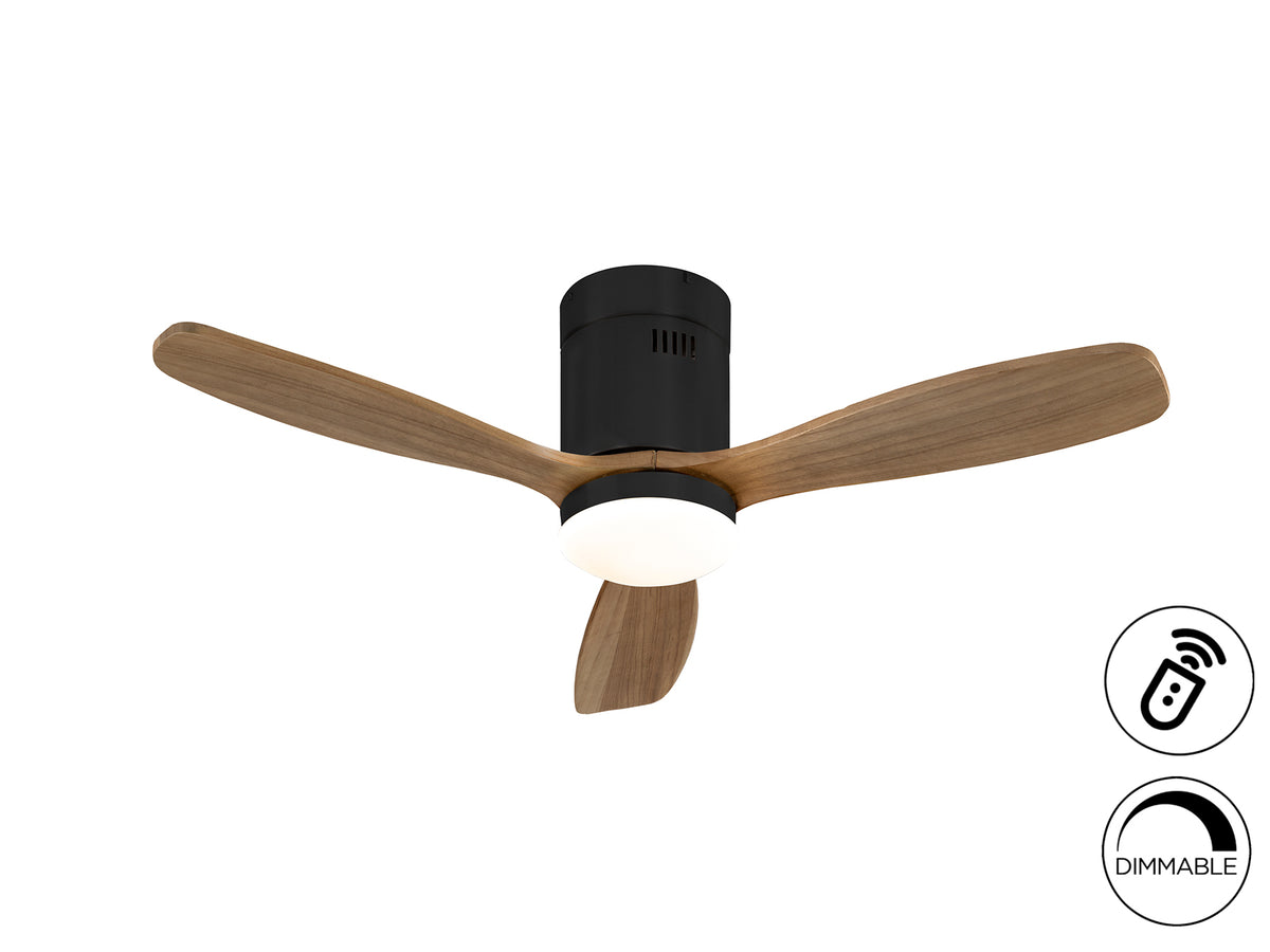 Ventilador de Techo con Luz Siroco LED Dimable Negro y Nogal Schuller - vista principal | Schuller
