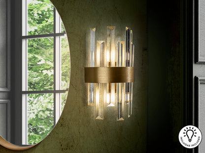 Aplique de Pared Grace 2 Luces 30 cm Oro Cepillado Schuller en ambiente decorado | Schuller