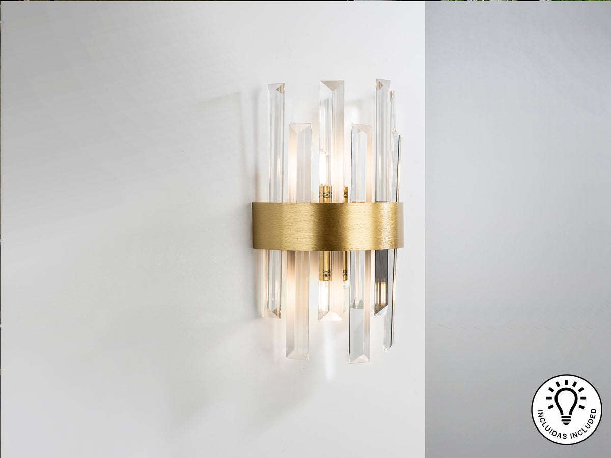 Aplique de Pared Grace 2 Luces 30 cm Oro Cepillado Schuller en ambiente decorado | Schuller