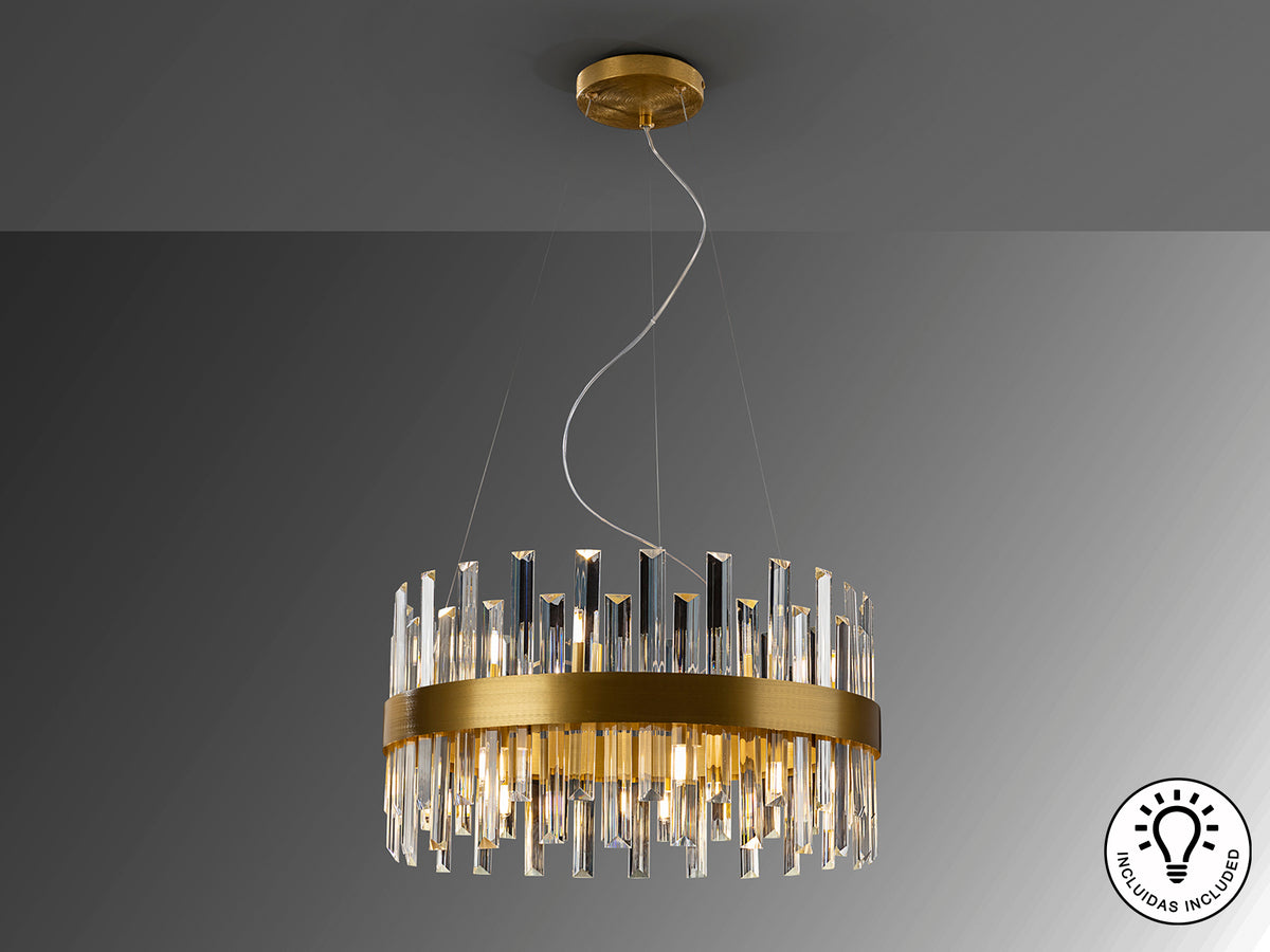 Lámpara de Techo Colgante Grace 14 Luces Oro Cepillado Schuller en ambiente decorado | Schuller