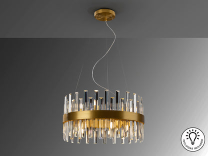 Lámpara de Techo Colgante Grace 14 Luces Oro Cepillado Schuller en ambiente decorado | Schuller