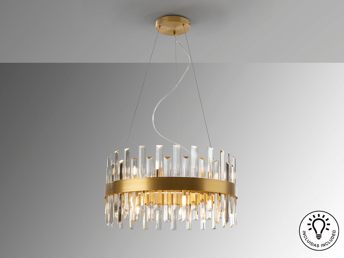 Lámpara de Techo Colgante Grace 14 Luces Oro Cepillado Schuller en ambiente decorado | Schuller