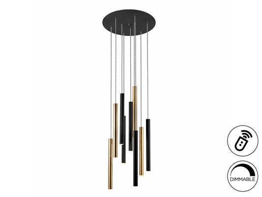 Lámpara Colgante Varas 9 Luces LED Dimable Oro y Negro Schuller - vista principal | Schuller