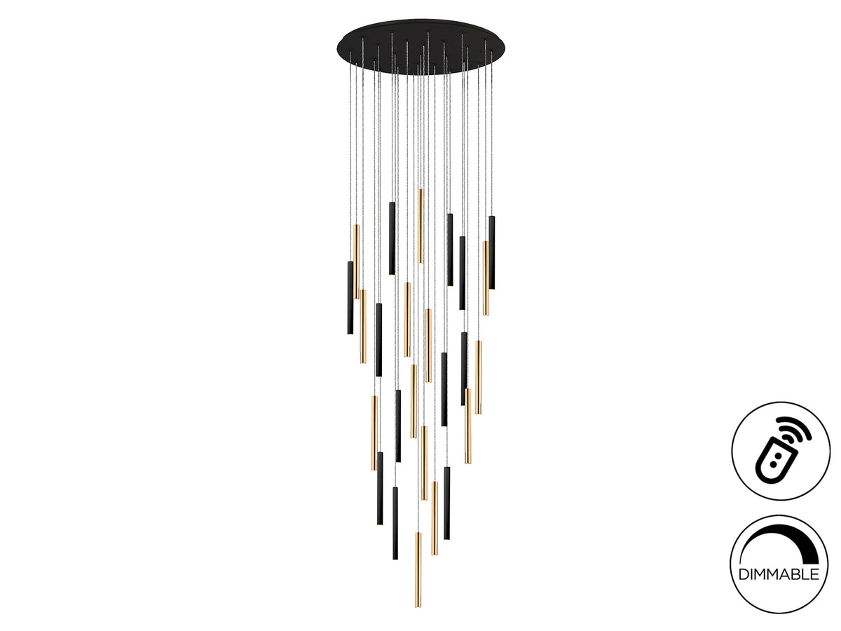 Lámpara Colgante LED Varas 25 Luces 125W Oro y Negro Schuller - vista principal | Schuller