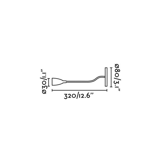 Plano con medidas de Flexo Empotrable LED LOKE 3W Cromo FARO