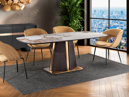 Mesa de Comedor Luca 200 cm Roble Oscuro con Tapa de Mármol Schuller en ambiente decorado | Schuller