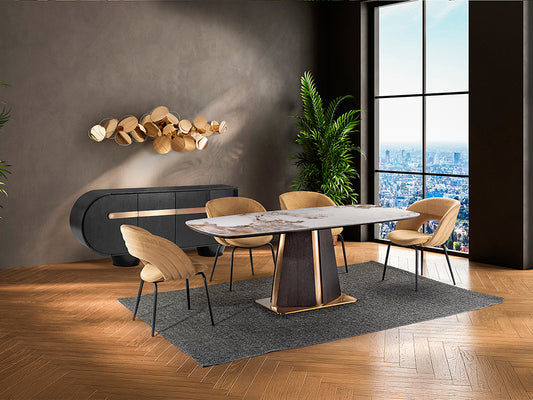 Mesa de Comedor Luca 200 cm Roble Oscuro con Tapa de Mármol Schuller - vista principal | Schuller