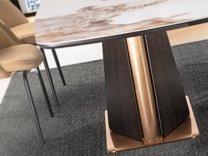 Mesa de Comedor Luca 200 cm Roble Oscuro con Tapa de Mármol Schuller en ambiente decorado | Schuller