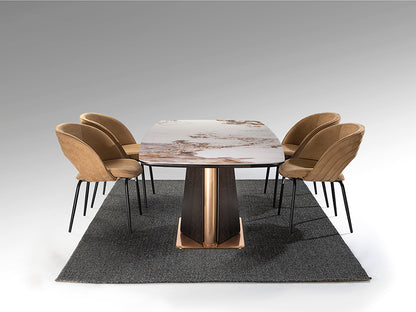 Mesa de Comedor Luca 200 cm Roble Oscuro con Tapa de Mármol Schuller en ambiente decorado | Schuller