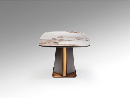 Mesa de Comedor Luca 200 cm Roble Oscuro con Tapa de Mármol Schuller en ambiente decorado | Schuller