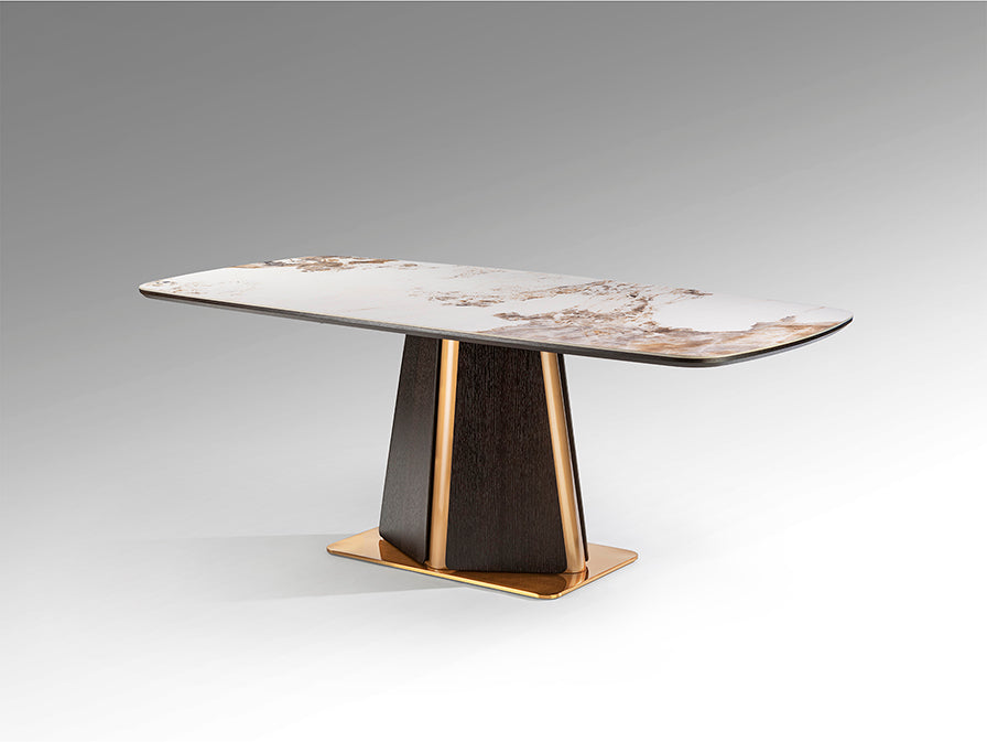Mesa de Comedor Luca 200 cm Roble Oscuro con Tapa de Mármol Schuller en ambiente decorado | Schuller