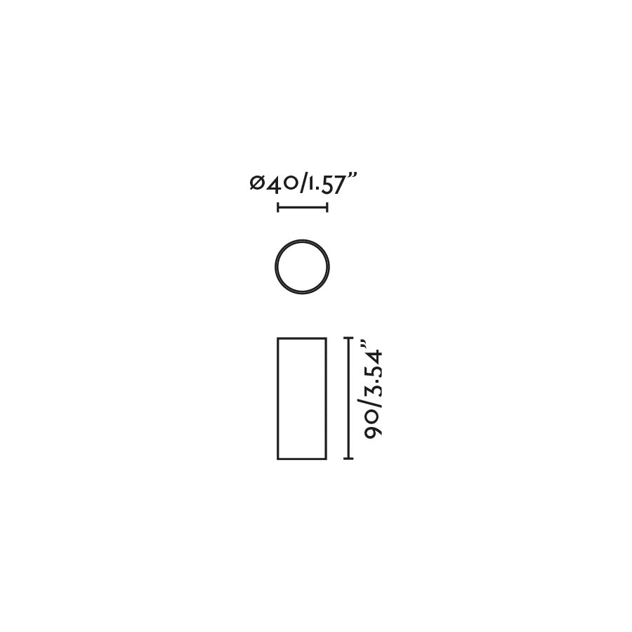 Plano con medidas de Plafón de Superficie LED FOX 5W 2700K Negro FARO · Ref. 44501