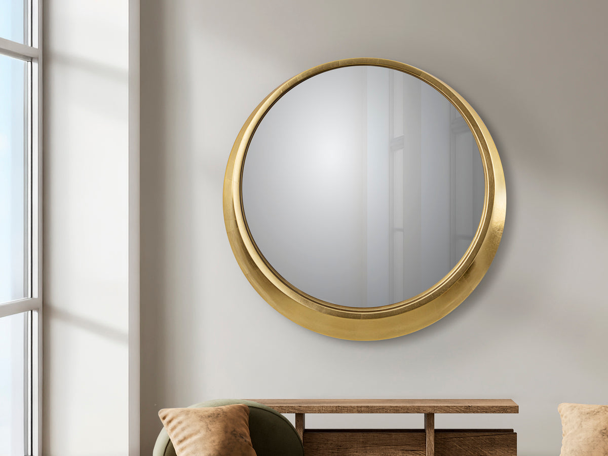 Espejo Redondo de Pared Alan 87 cm Acabado Pan de Oro Schuller en ambiente decorado | Schuller