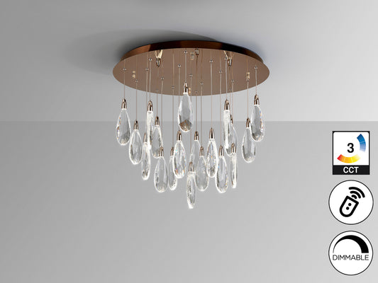 Lámpara Colgante LED Lágrimas 19 Luces Oro Rosa Schuller en ambiente decorado | Schuller