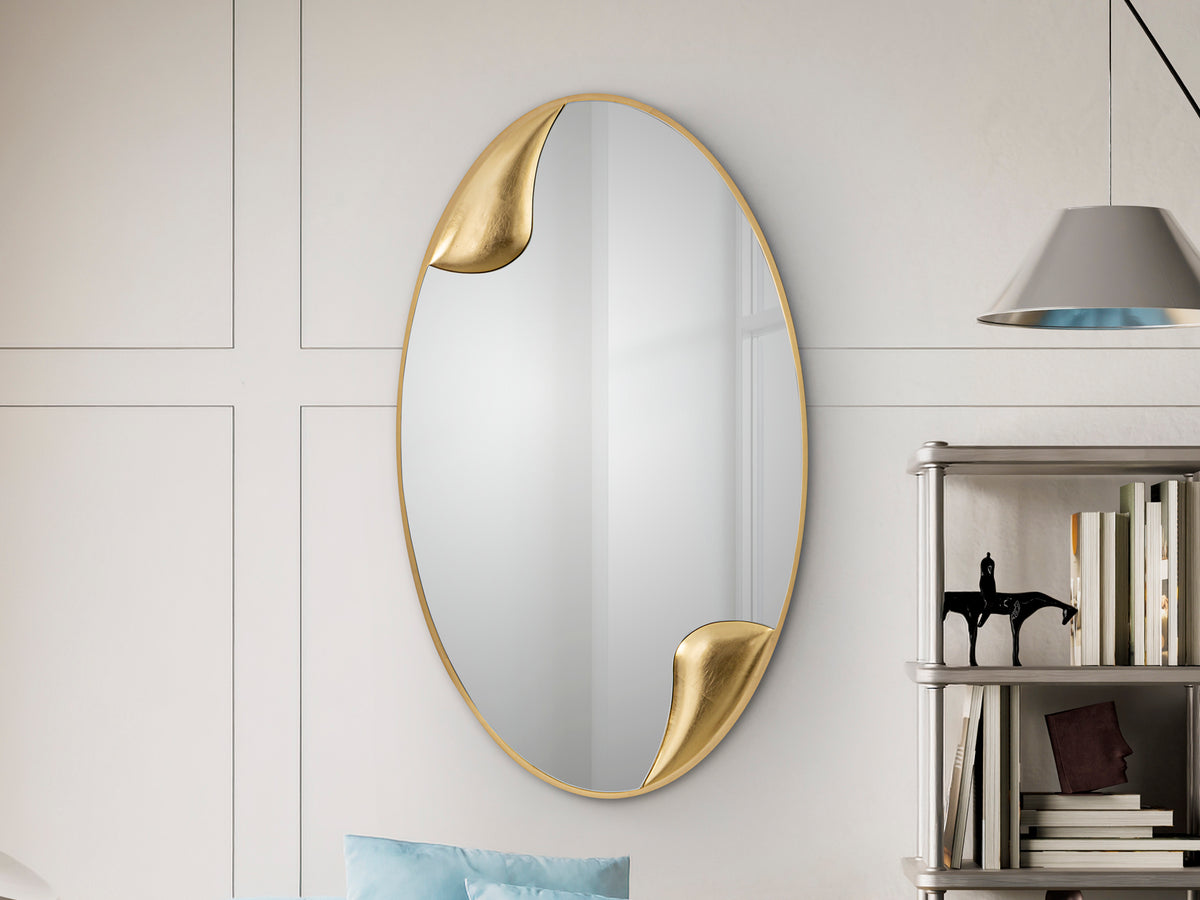 Espejo Ovalado Daisy 120x70 cm Acabado Pan de Oro Schuller en ambiente decorado | Schuller