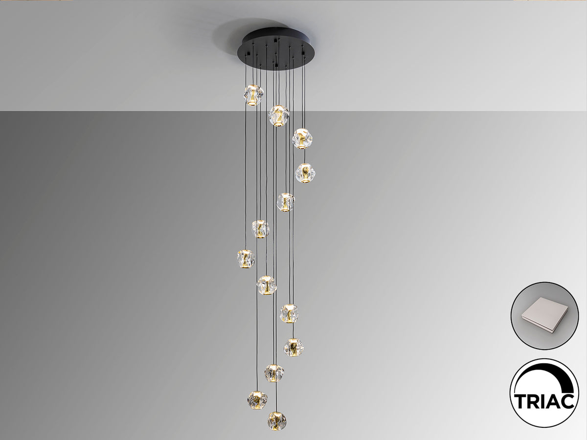 Lámpara Colgante LED Zaria 13 Luces Negro y Oro Dimable Schuller en ambiente decorado | Schuller