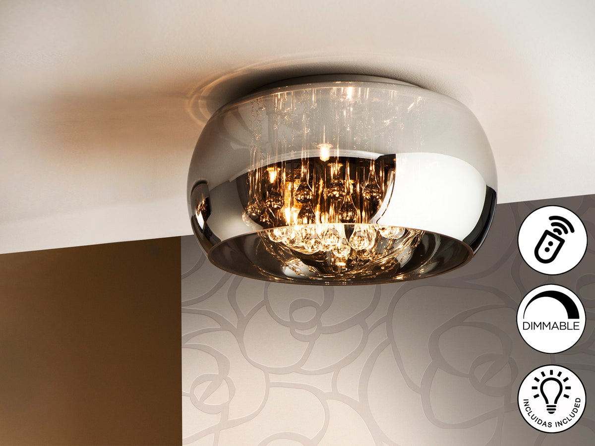 Plafón de Techo Argos Ø40 cm Dimable Cromo y Cristal Schuller en ambiente decorado | Schuller · Ref. 507939D