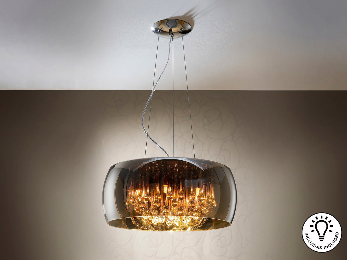 Lámpara Colgante Argos Ø50 cm Cromo y Cristal Espejado Schuller en ambiente decorado | Schuller
