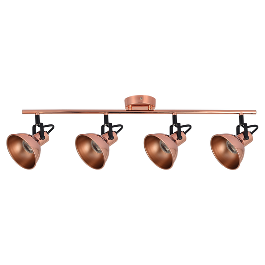 Regleta Arabia 4xGU10 Cobre/Negro de Fabrilamp, focos orientables, diseño moderno. · Ref. 114494011