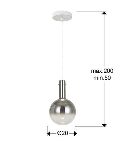 Plano con medidas de Lámpara Colgante Matices 4W LED Blanco Mate y Humo Schuller · Ref. 553739