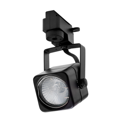 Foco de carril Ayrton negro GU10, vista frontal, Fabrilamp, lozguru.com