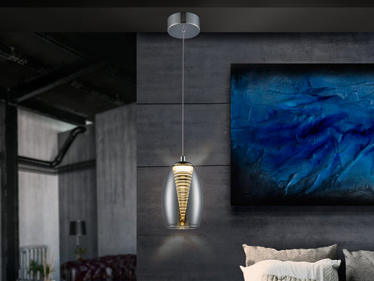 Lámpara Colgante Nebula LED 5W Cromo y Cristal Espejado Schuller en ambiente decorado | Schuller