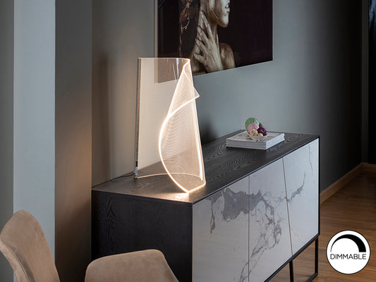 Lámpara de Sobremesa LED Velos 10W Dimable Cromo Schuller en ambiente decorado | Schuller