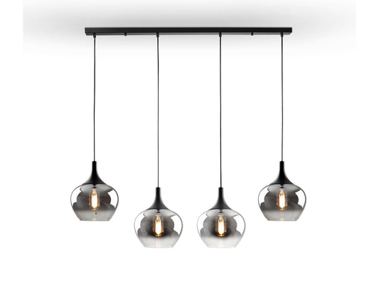 Lámpara Colgante Opaz 4 Luces Negro Mate y Cristal Smoke Schuller - vista principal | Schuller