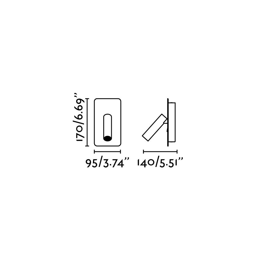 Plano con medidas de Empotrable Lector SUAU LED Diseño FARO - Negro · Ref. 62128