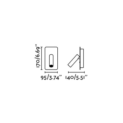Plano con medidas de Empotrable Lector SUAU LED Diseño FARO - Negro · Ref. 62128