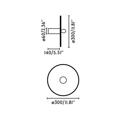 Plano con medidas de Confetti Aplique/Plafón Diseño Marmóreo Faro - Ø 30 cm · Ref. 62174-50